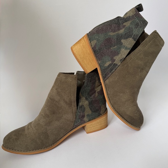 Stylish Olive Ankle Boots with Camouflage Detail - Picture 4 of 8